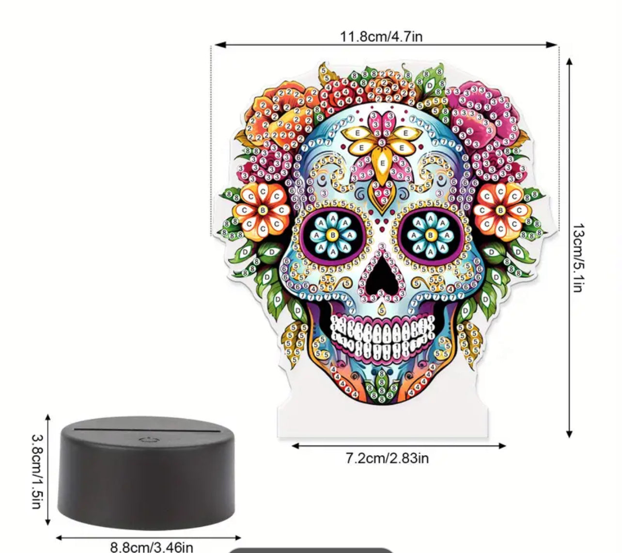 Double sided Handmade Skull Diamond Art 5D LED Light With USB Cable For Home Decoration Lights