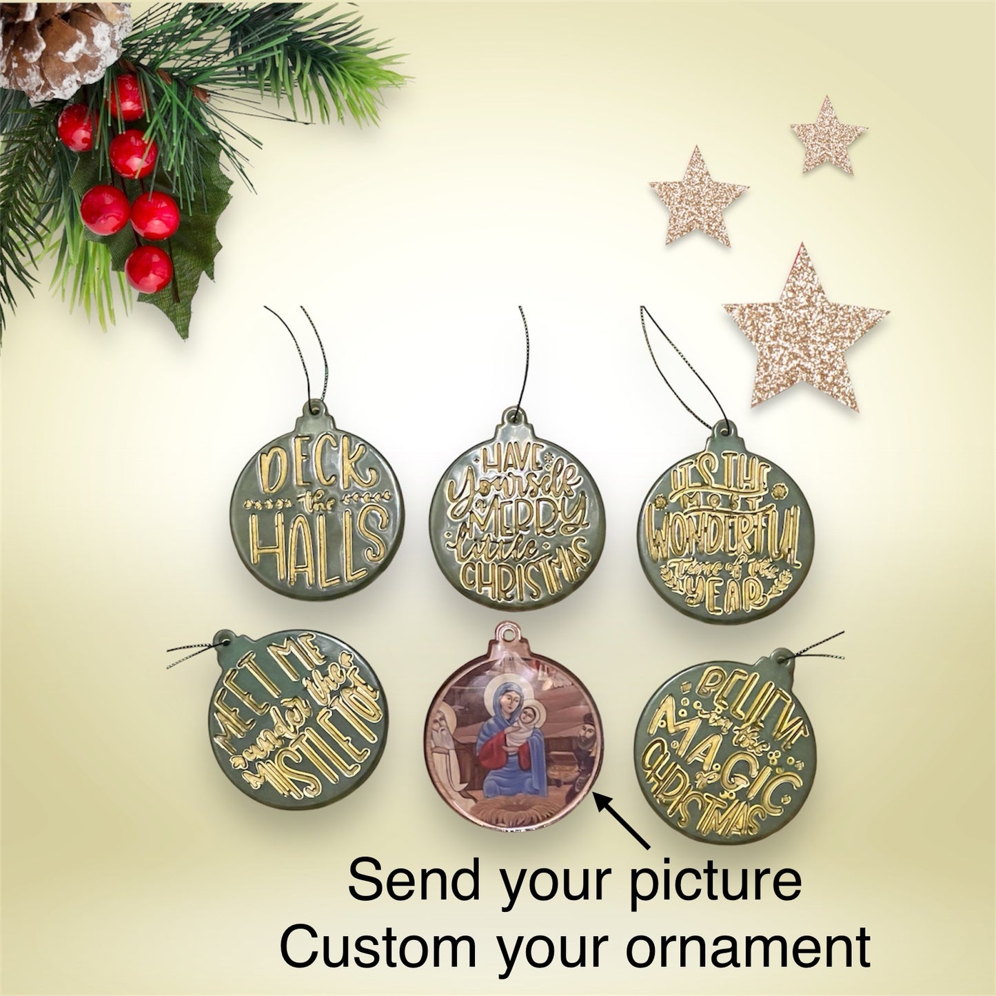 6 Pieces Custom Christmas Ornaments