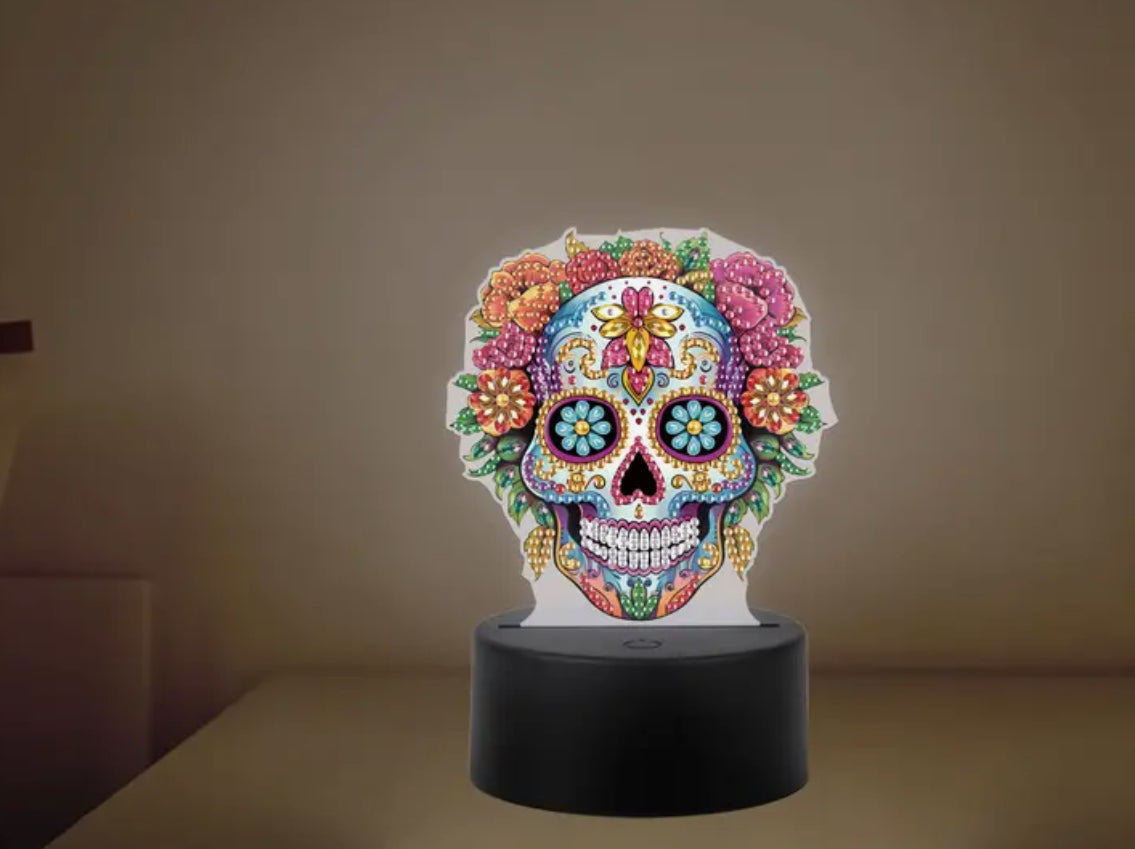 Double sided Handmade Skull Diamond Art 5D LED Light With USB Cable For Home Decoration Lights