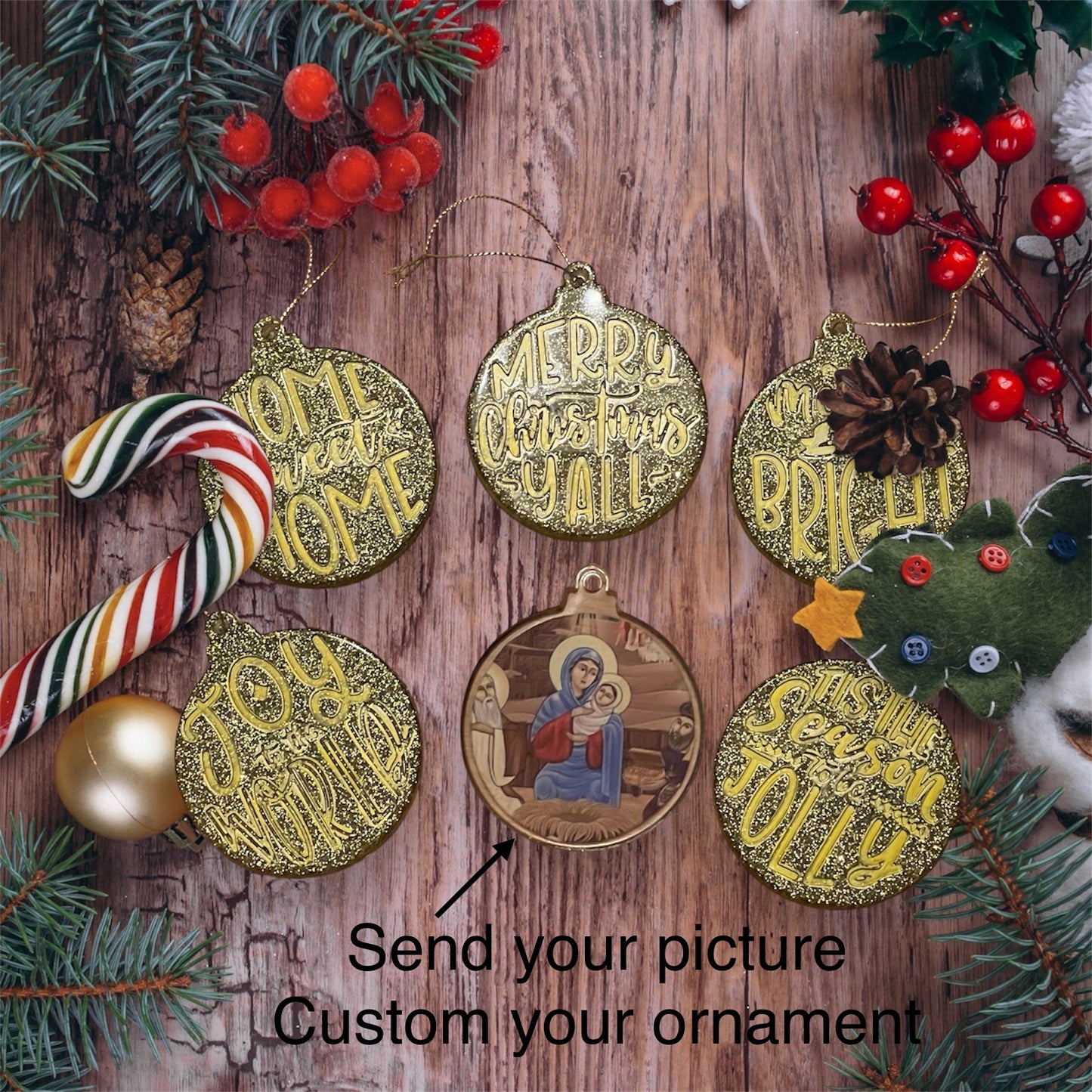 6 Pieces Custom Christmas Ornaments