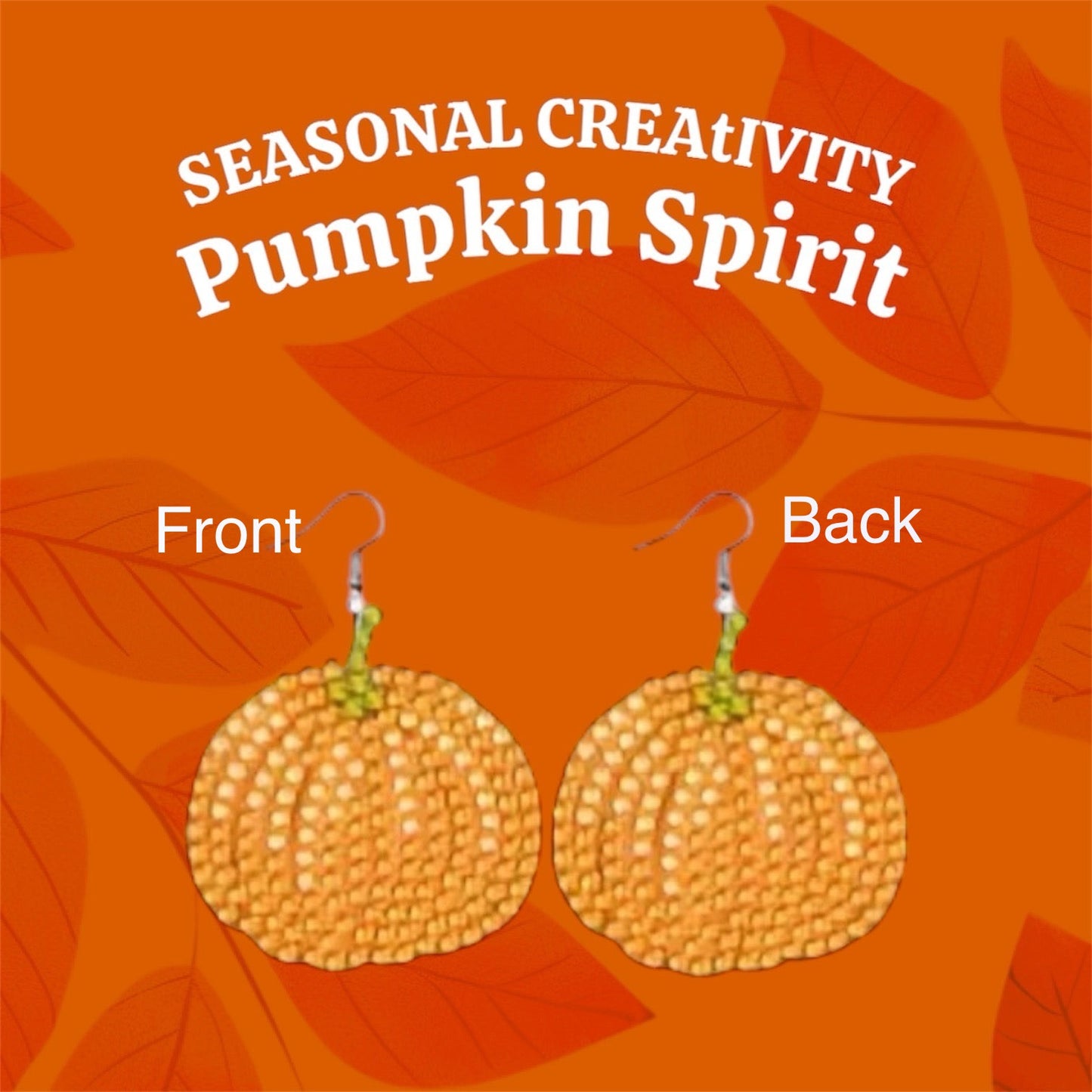 Double Sided Festive Thanksgiving, Halloween Handmade Diamond Painting 9 Earring Pairs for girls and women.