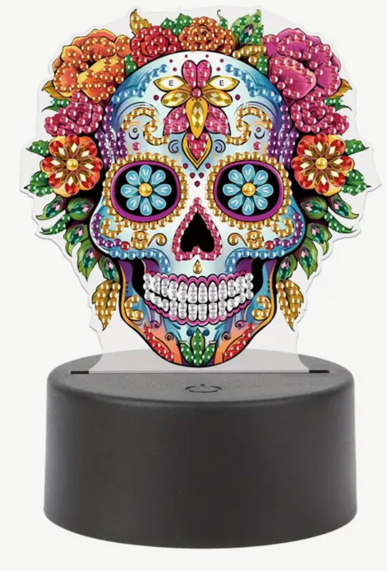 Double sided Handmade Skull Diamond Art 5D LED Light With USB Cable For Home Decoration Lights