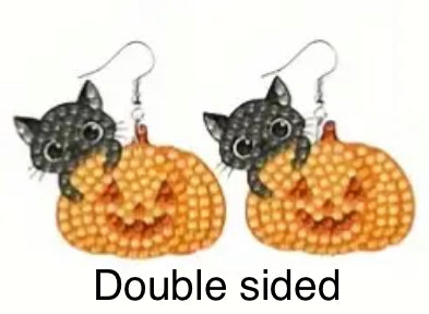 Double Sided Halloween Handmade Diamond Painting 10 Earring Pairs Irregular Shaped Diamond Art For Halloween Party. Kids,Adult New Handcrafted Earring Design Creative Holiday Gift