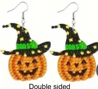 Double Sided Halloween Handmade Diamond Painting 10 Earring Pairs Irregular Shaped Diamond Art For Halloween Party. Kids,Adult New Handcrafted Earring Design Creative Holiday Gift