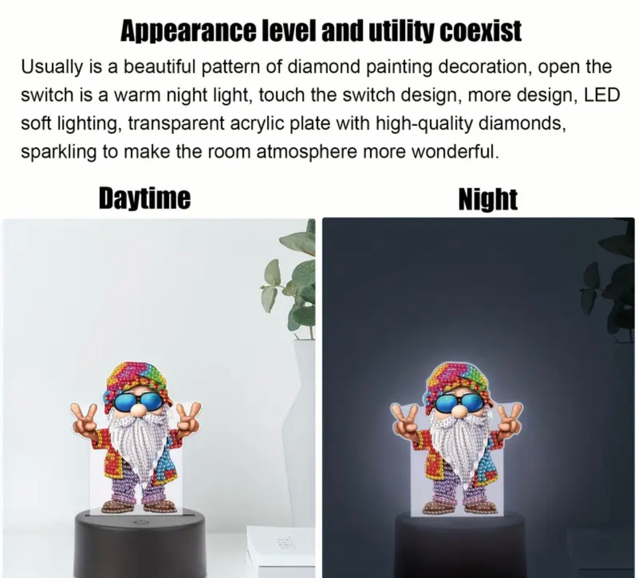 5x4inch 5D Handmade Diamond Art Plug in/ Battery Night Lamp Table Ornament