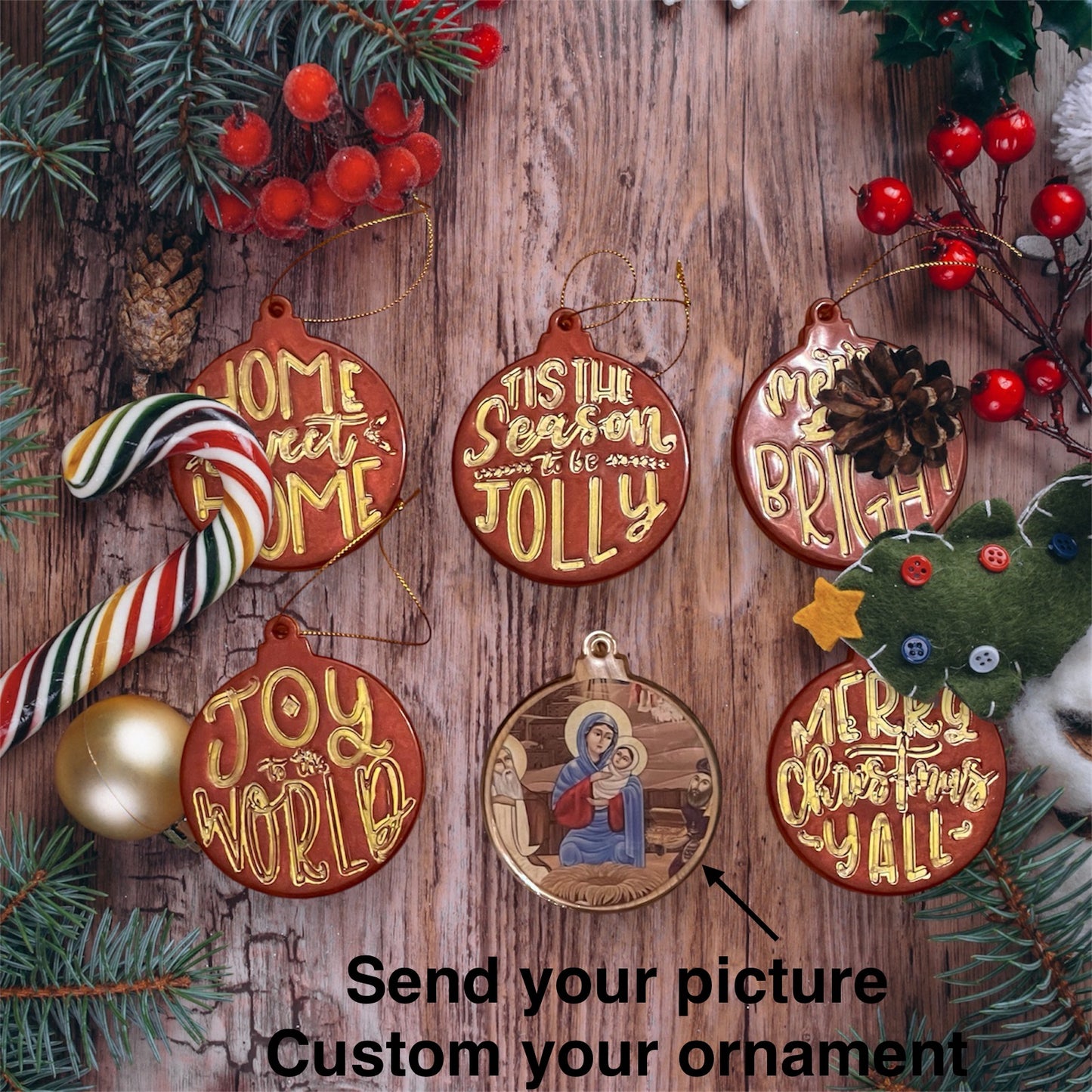 6 Pieces Custom Christmas Ornaments