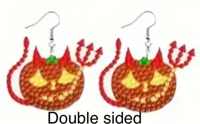 Double Sided Halloween Handmade Diamond Painting 10 Earring Pairs Irregular Shaped Diamond Art For Halloween Party. Kids,Adult New Handcrafted Earring Design Creative Holiday Gift