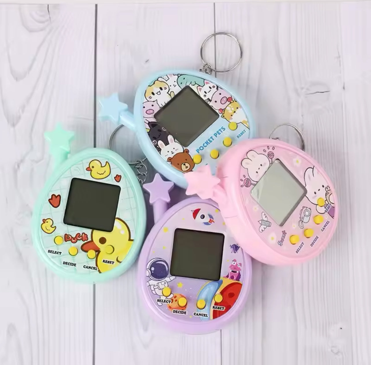 2Pcs Electronic Pet Machine Virtual Pet Raising Mini Handheld Game Console Random Color Keychain Toy