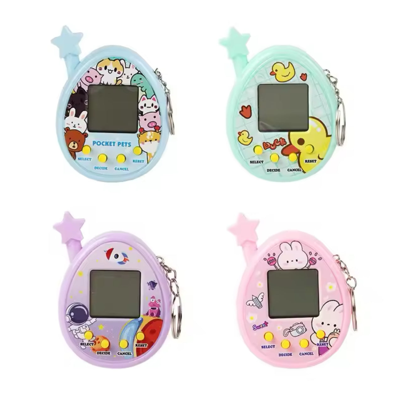 2Pcs Electronic Pet Machine Virtual Pet Raising Mini Handheld Game Console Random Color Keychain Toy