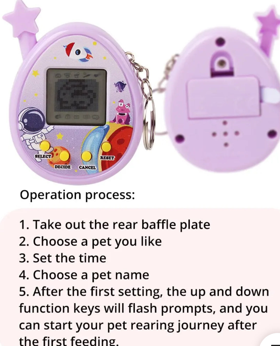 2Pcs Electronic Pet Machine Virtual Pet Raising Mini Handheld Game Console Random Color Keychain Toy